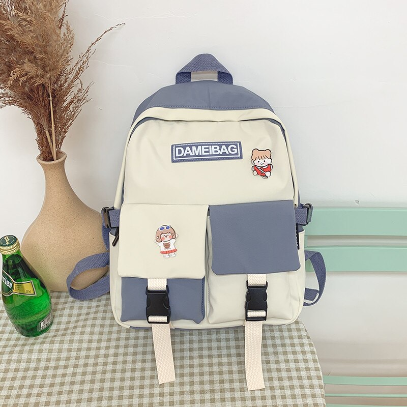 DCIMOR New Panelled Waterproof nylon Womens backpack, schoolbag for Teen girls Double front pocket Mochilas