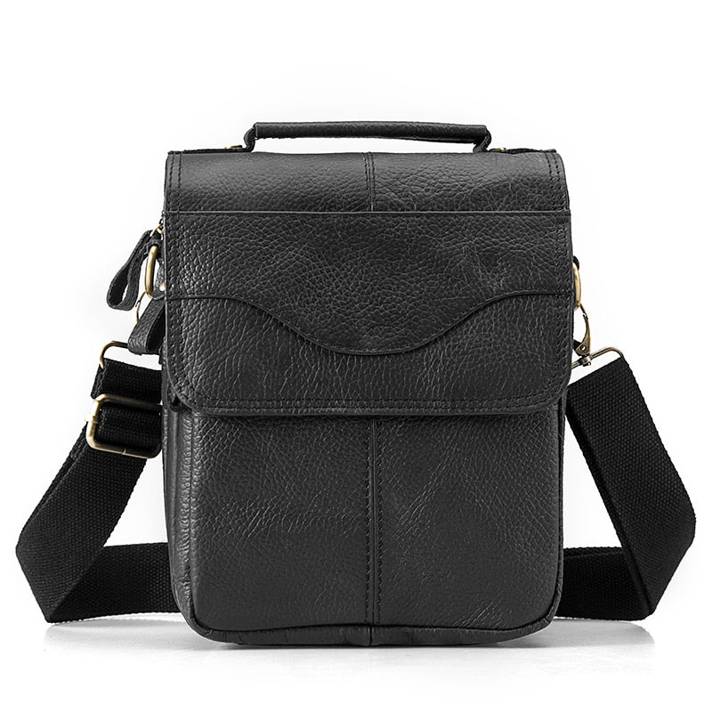Quality Leather Mens Casual Shoulder Messenger bag Cowhide Fashion Cross-body Bag 8" Pad Tote Mochila Satchel bag .