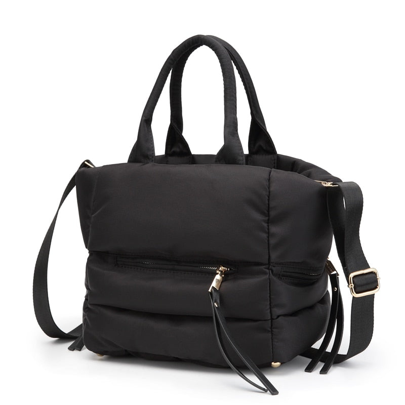 New Winter Space Cotton Handbag Women Casual Totes Bag Down Feather Padded Lady Shoulder Bag Sac A Mian Crossbody Bag