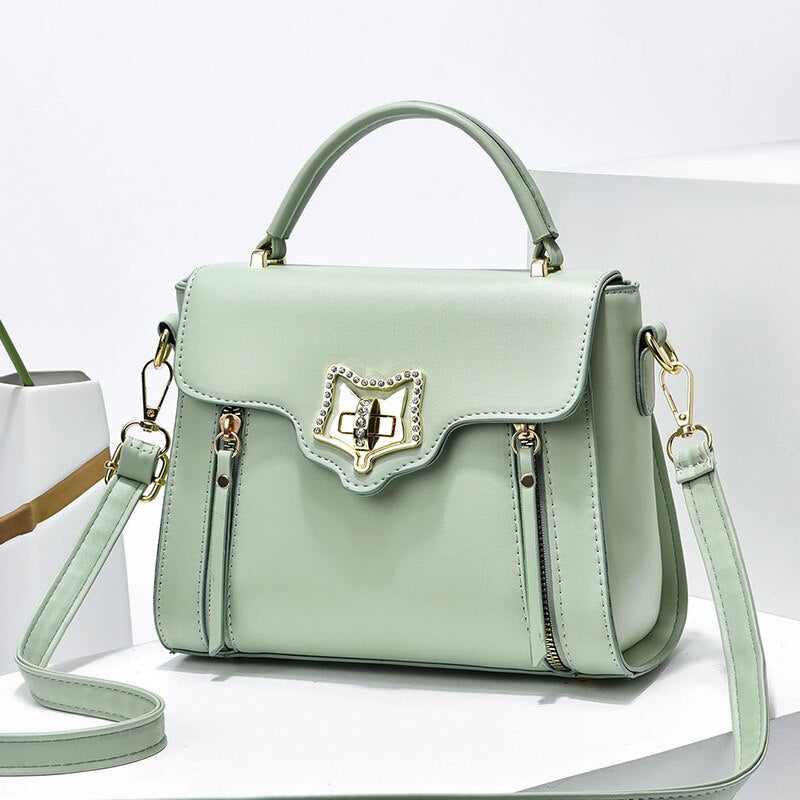 Luxury Leather Ladies Bags Fashion Rhinestones Commuter Handbag Ladies One-shoulder Bag Tote Bag