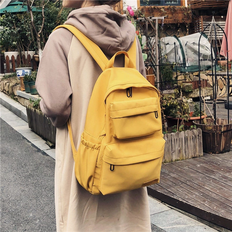 HOCODO Solid Color Backpack For Women 2019 Waterproof Nylon Multi Pocket Travel Backpacks Large Capacity School Bag For Teenage