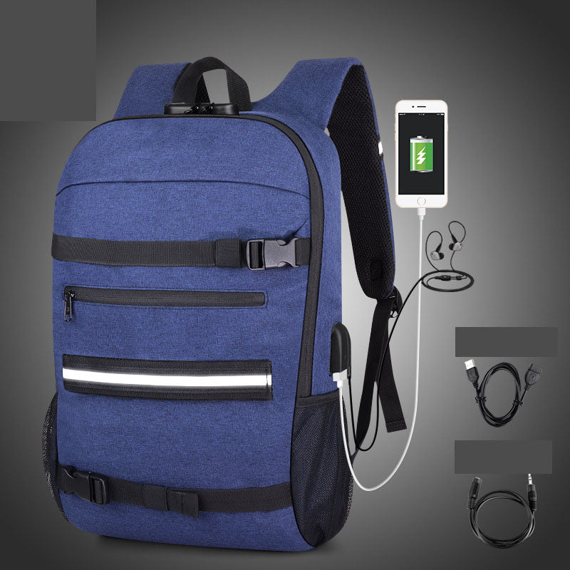USB Rechargeable Backpack Men's Business Camouflage Large Capacity Skateboard Bag Anti theft Lock Backpack