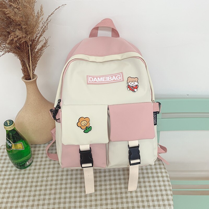 DCIMOR New Panelled Waterproof nylon Womens backpack, schoolbag for Teen girls Double front pocket Mochilas