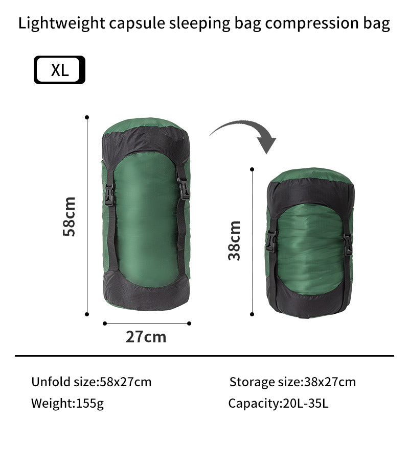 Camping and camping sleeping bag storage bag Lightweight capsule compression bag Travel clothing and miscellaneous storage bag 40D