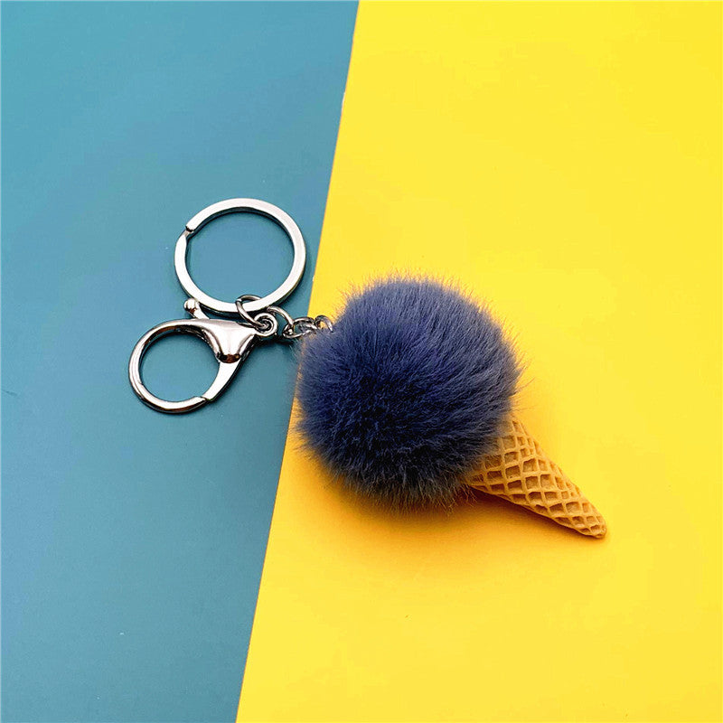 Cartoon Fruit Key Chain Student Cute Bag Pendant Ice Cream Cone Plush Car Key Chain Creative Gift