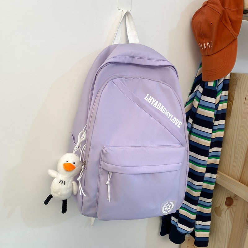 Small Fresh Girl Backpack Simple Large Capacity Travel Backpack Casual Junior High School Student Schoolbag