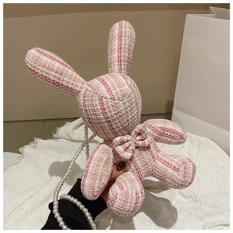 Net Red Cute Rabbit Doll Doll Bag Female New Trendy Cute Girl Pearl Chain Messenger Bag Coin Purse