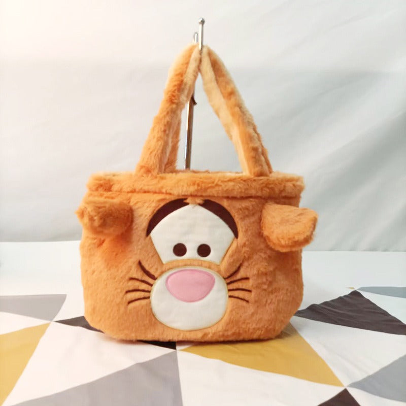 Plush Strawberry Bear Bag Shoulder Bag Handheld Shopping Bag Large Capacity Three Eyed Baby Double Sided Women's Bag Fashion Birthday Gift