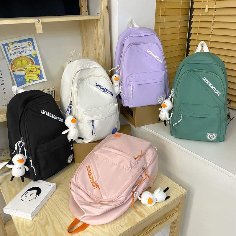 Small Fresh Girl Backpack Simple Large Capacity Travel Backpack Casual Junior High School Student Schoolbag