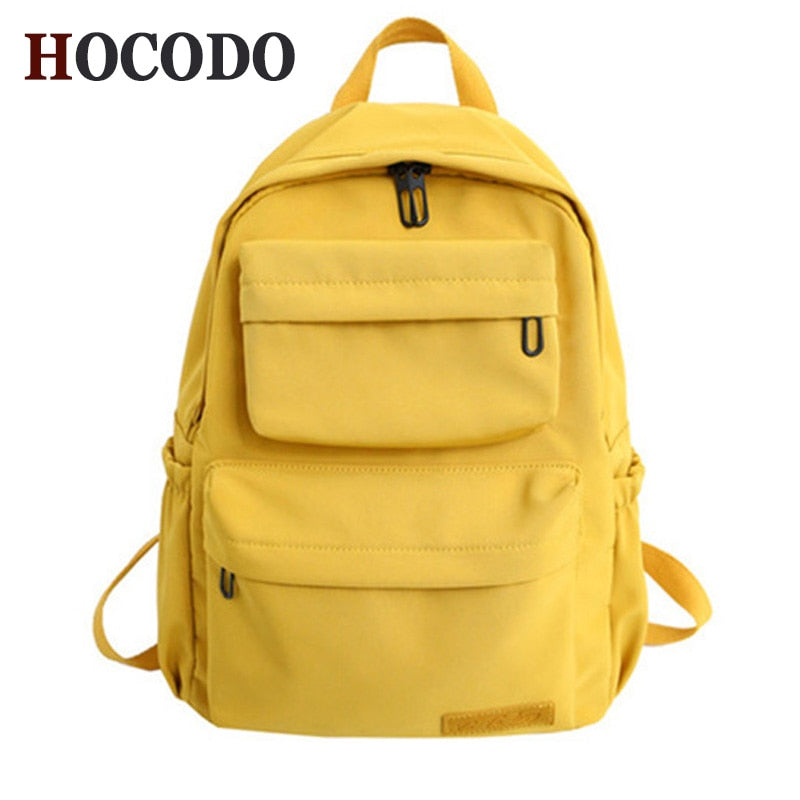 HOCODO Solid Color Backpack For Women 2019 Waterproof Nylon Multi Pocket Travel Backpacks Large Capacity School Bag For Teenage