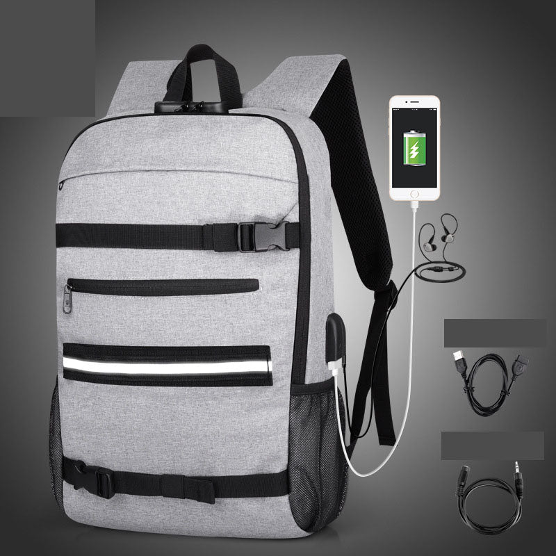 USB Rechargeable Backpack Men's Business Camouflage Large Capacity Skateboard Bag Anti theft Lock Backpack