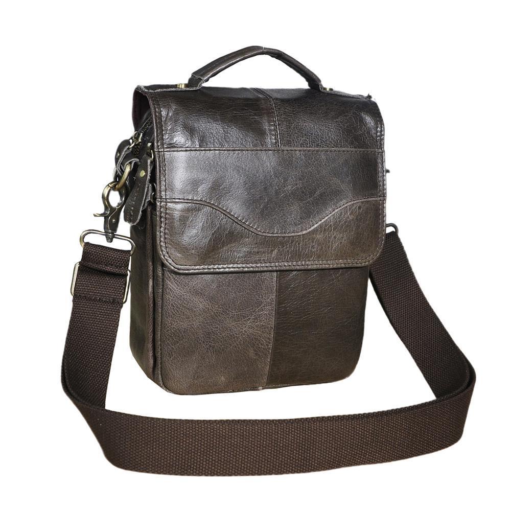 Quality Leather Mens Casual Shoulder Messenger bag Cowhide Fashion Cross-body Bag 8" Pad Tote Mochila Satchel bag .