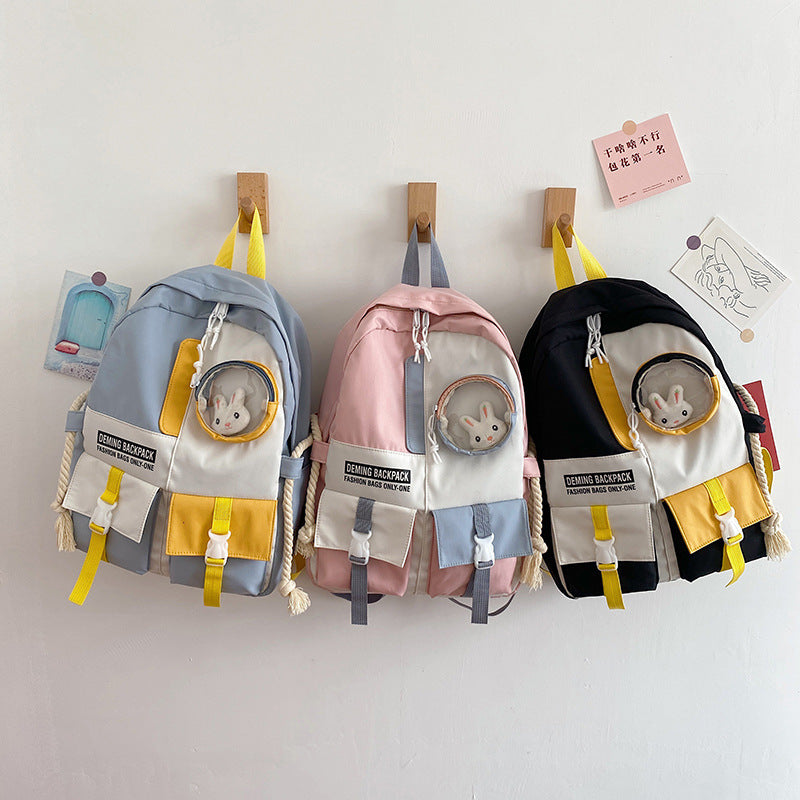 Color Matching Backpack Junior High School Student Schoolbag Large Capacity Girls Chic Girl Backpack