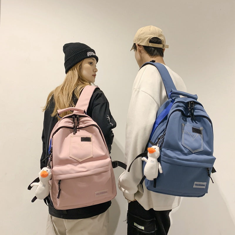 New School Bag For Men And Women With Large Capacity Nylon Cloth Light Weight Backpack Small Fresh Retro Backpack