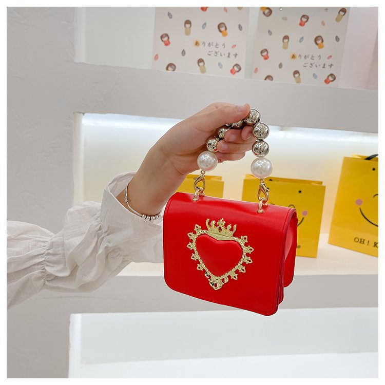 Women's New Love Mini Bags Girls Fashion Western Style One Shoulder Crossbody Change Lipstick Bags Pearl Handbags