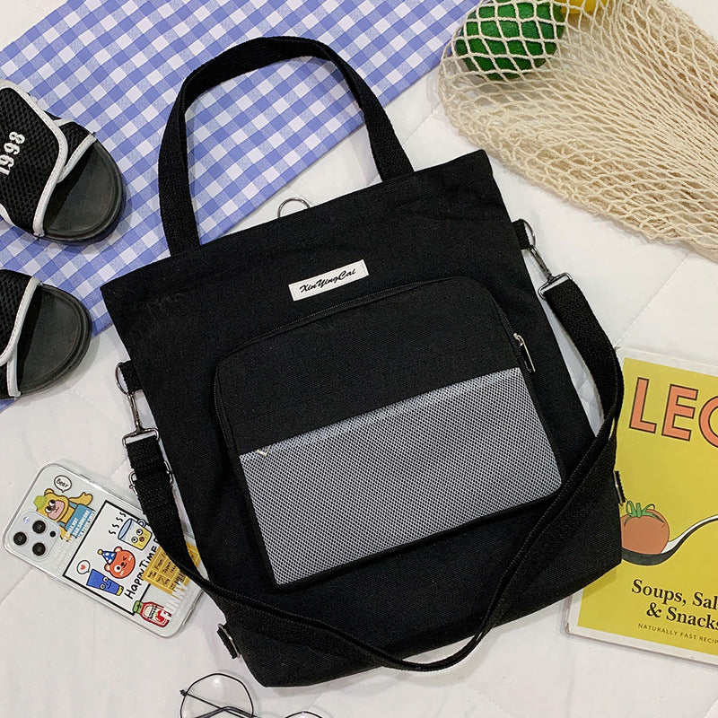 New Literary Small Fresh Canvas Bag Student Class Large Capacity Messenger Bag Ins Style Cute Shoulder Bag