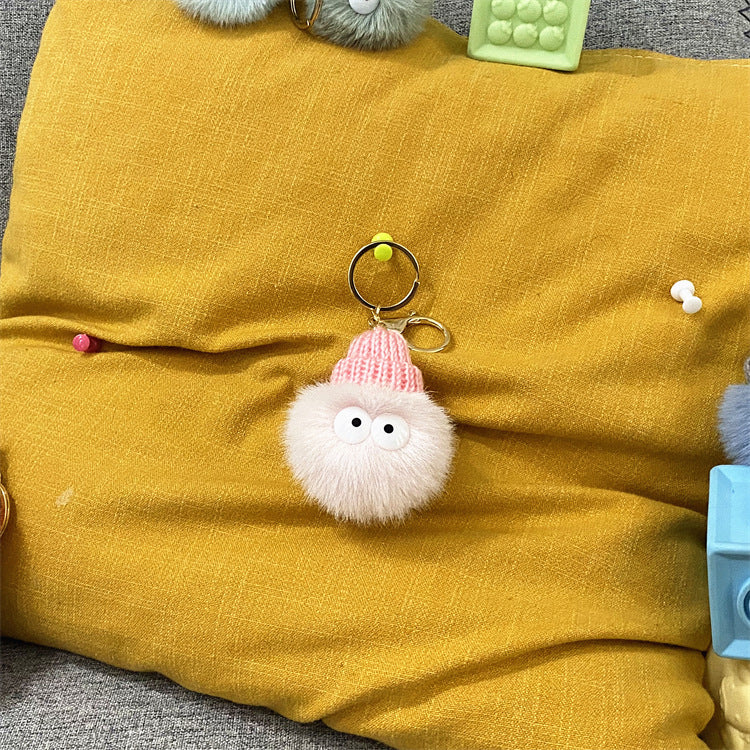 Net Red Ugly Cute Small Briquettes Key Chain Cute Cartoon Plush Bag Pendant Car Key Chain Mobile Phone Accessories