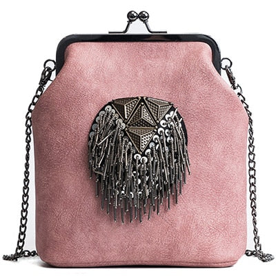 Dress Bags for Women PU Leather Tassel Fashion Frame Bag New Arrival, Style Crossbody Chains Shoulder Bags