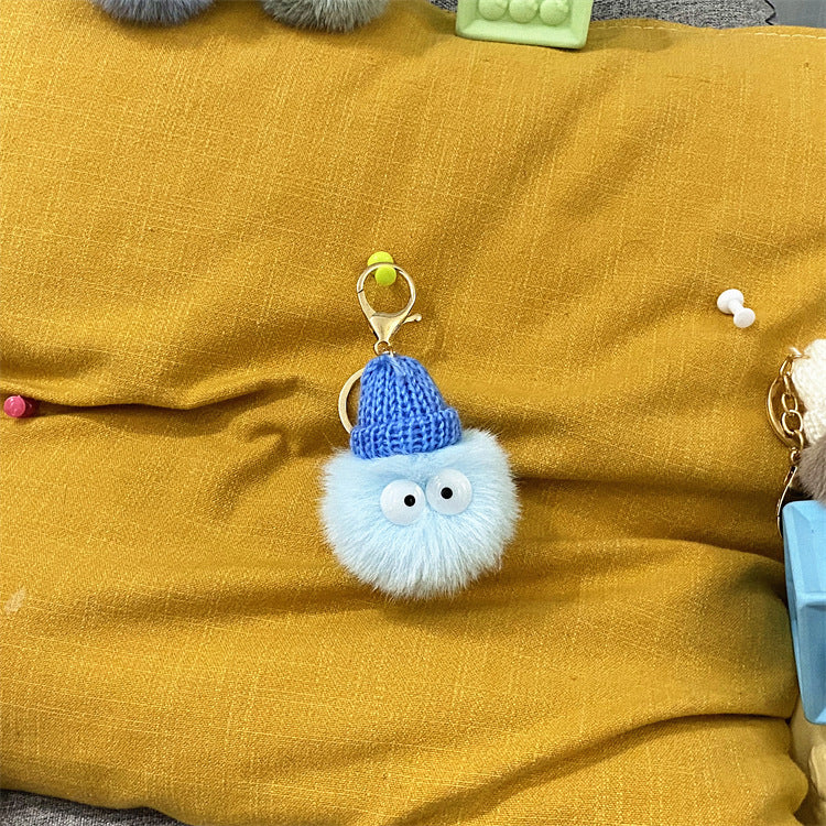 Net Red Ugly Cute Small Briquettes Key Chain Cute Cartoon Plush Bag Pendant Car Key Chain Mobile Phone Accessories
