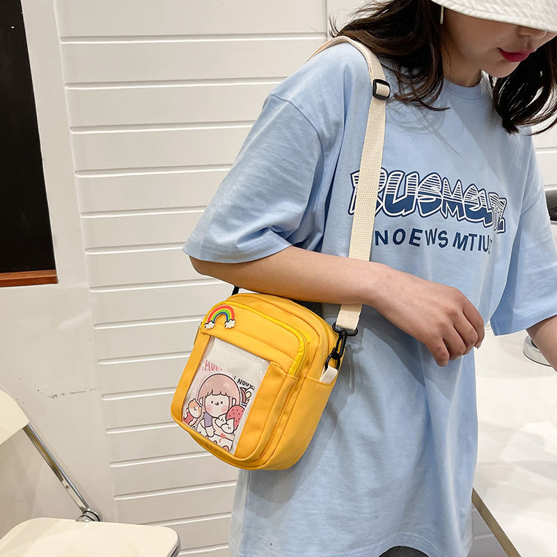 Cute Cartoon Small Bag Female New Trendy Korean Version Casual Oxford Cloth Small Square Bag All-Match Student Shoulder Bag