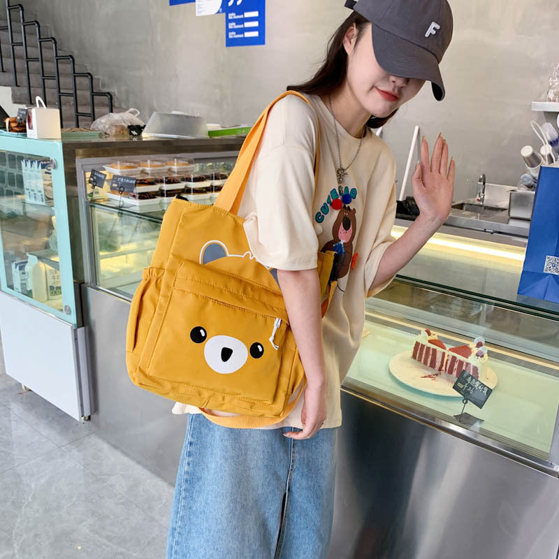 College Students Class Bag Female New Trendy Shoulder Bag Canvas Cute Large Capacity Messenger Shoulder Bag