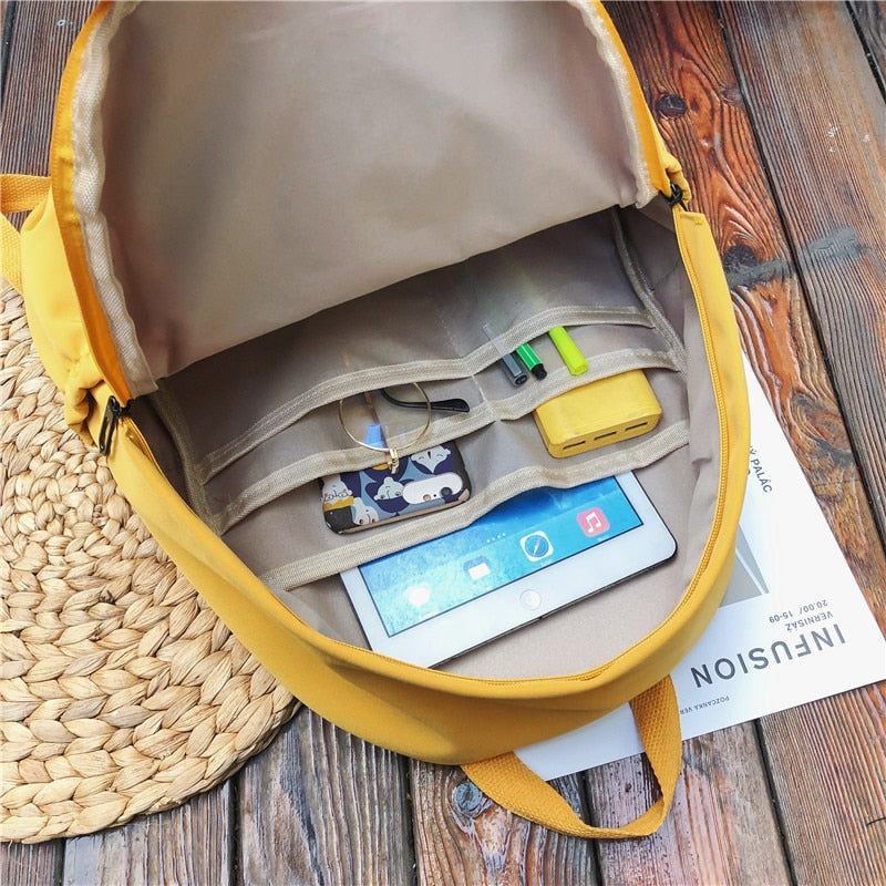 HOCODO Solid Color Backpack For Women 2019 Waterproof Nylon Multi Pocket Travel Backpacks Large Capacity School Bag For Teenage