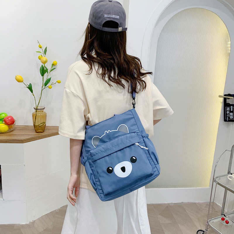 Nylon Cloth Large Capacity Bag Female Casual Temperament Girl Heart Wild One-Shoulder Messenger Bag Student Class Bag