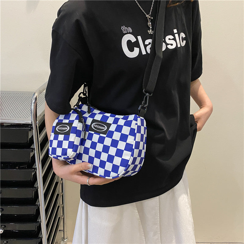 Texture Lattice Messenger Commuter Bag Female Summer New Korean Plaid Bag Simple Girl Single Shoulder Bag Small Bag