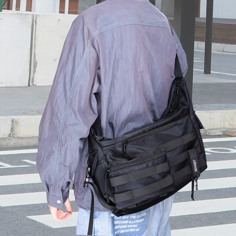 Tide brand ins one shoulder messenger bag street trend oblique shoulder functional bag student messenger bag suitable for boys