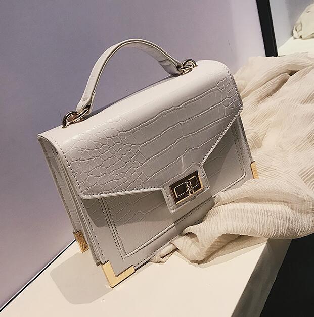 Retro Fashion Female Square bag Quality PU Leather Women bag Crocodile pattern Tote bag Lock Shoulder Messenger Bags