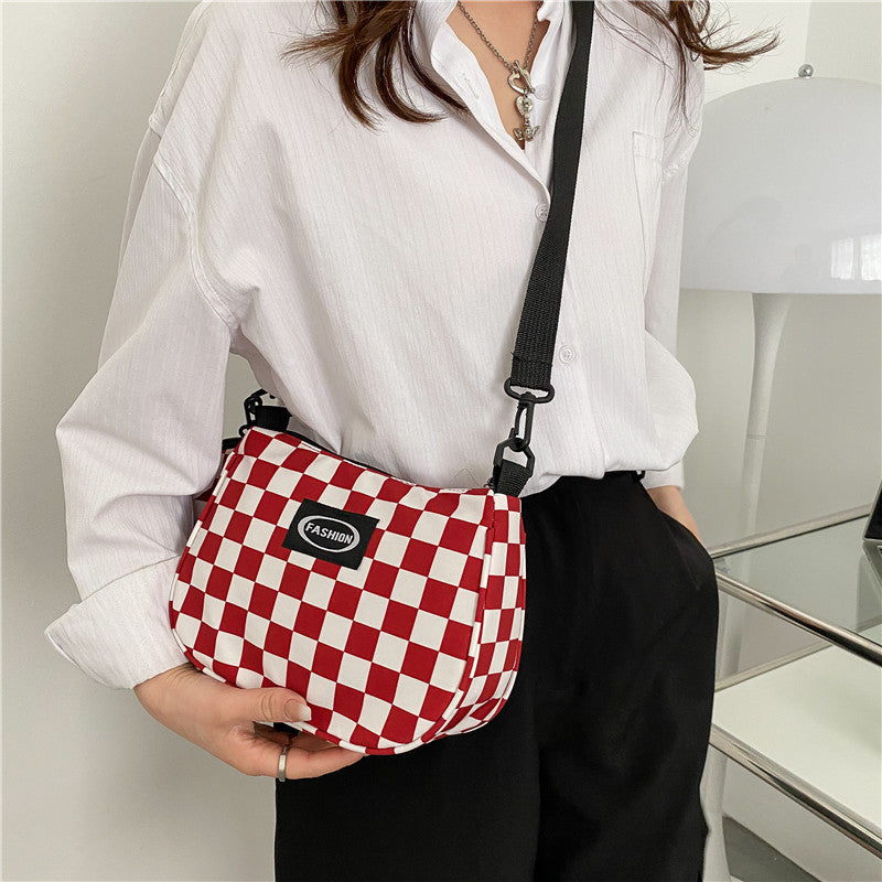Texture Lattice Messenger Commuter Bag Female Summer New Korean Plaid Bag Simple Girl Single Shoulder Bag Small Bag
