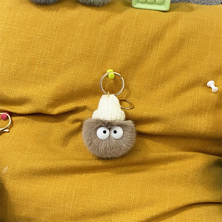 Net Red Ugly Cute Small Briquettes Key Chain Cute Cartoon Plush Bag Pendant Car Key Chain Mobile Phone Accessories