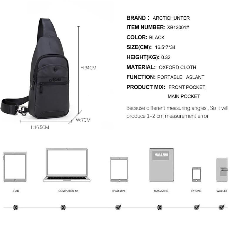 ARCTIC HUNTERhandbags Crossbody Bags for Men Messenger Chest Pack Casual Waterproof Single Shoulder Strap