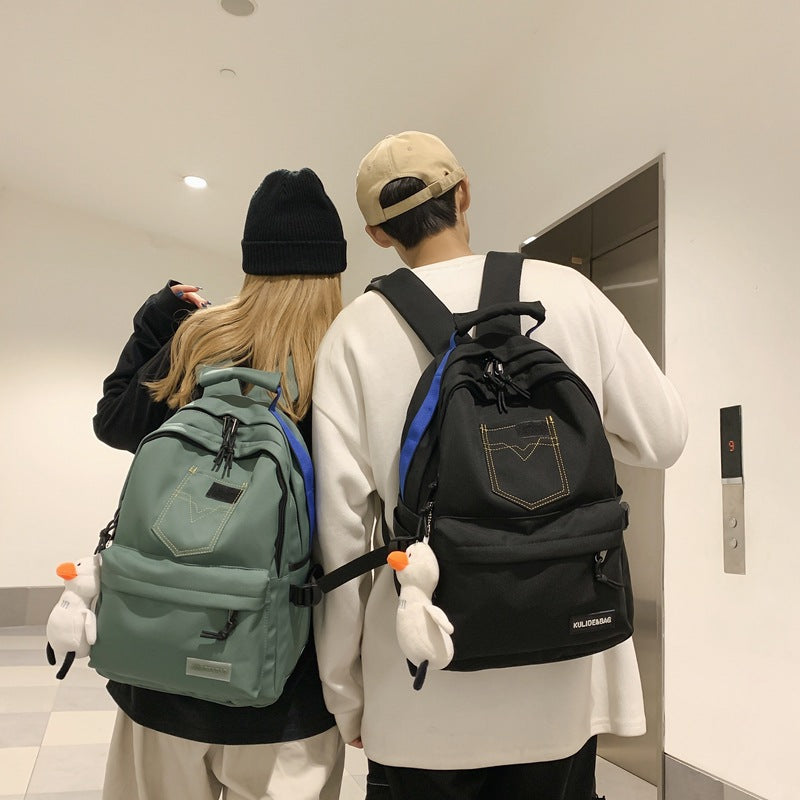 New School Bag For Men And Women With Large Capacity Nylon Cloth Light Weight Backpack Small Fresh Retro Backpack