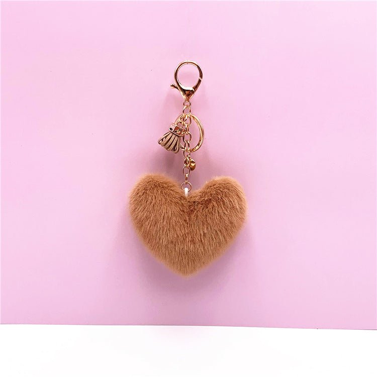 Tassel Peach Heart Key Chain Cute Bag Pendant Heart Shape Plush Car Key Chain Pendant Creative Small Gift