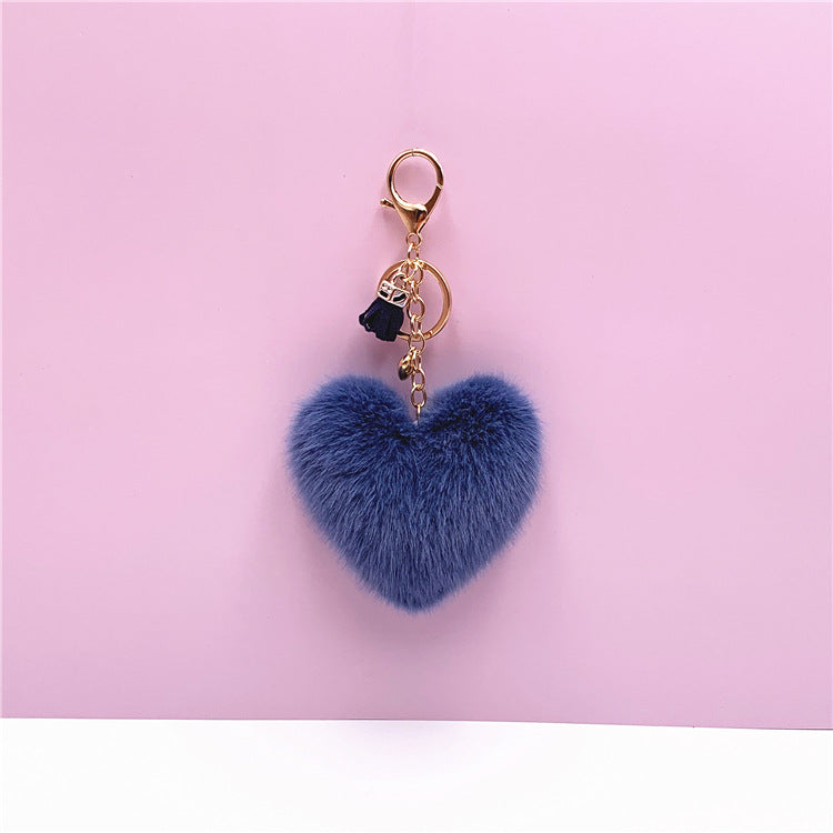 Tassel Peach Heart Key Chain Cute Bag Pendant Heart Shape Plush Car Key Chain Pendant Creative Small Gift