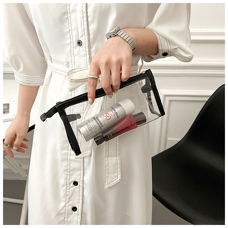 Jelly PVC Zipper Small Bag Summer Large Capacity Cosmetic Storage Bag Texture Transparent Portable Ladies Handbag