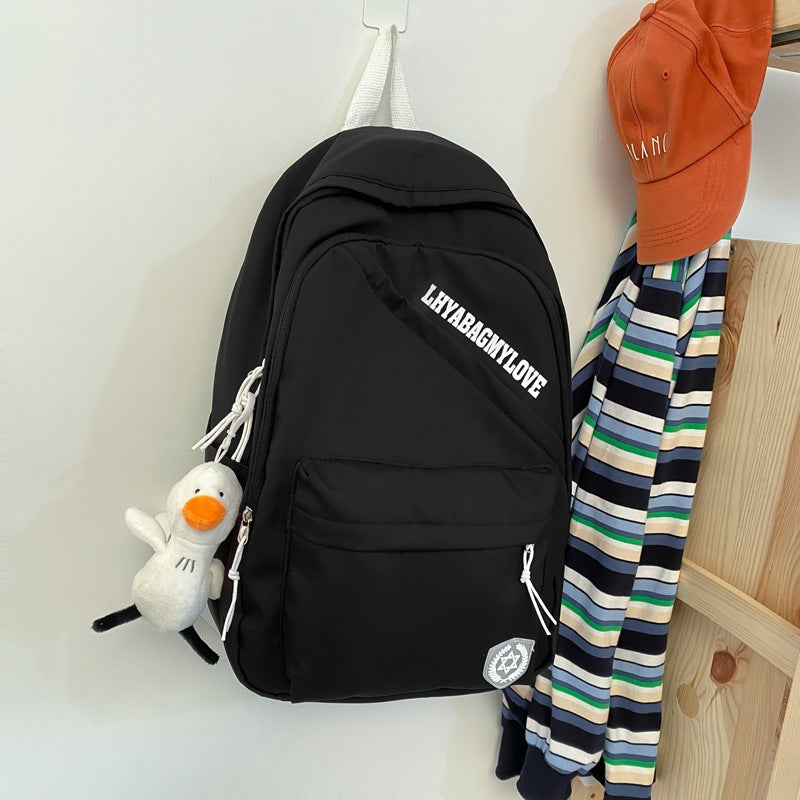 Small Fresh Girl Backpack Simple Large Capacity Travel Backpack Casual Junior High School Student Schoolbag