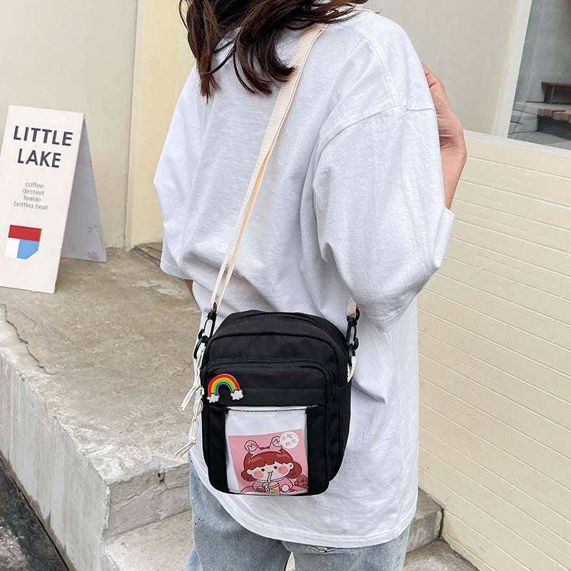 Cute Cartoon Small Bag Female New Trendy Korean Version Casual Oxford Cloth Small Square Bag All-Match Student Shoulder Bag