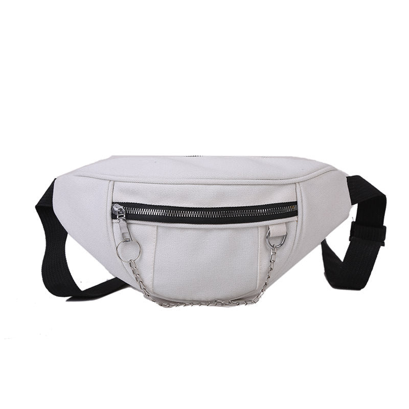 Japanese Dark Style Canvas Chest Bag Female Ins Retro Wild Waist Bag Student Messenger Bag