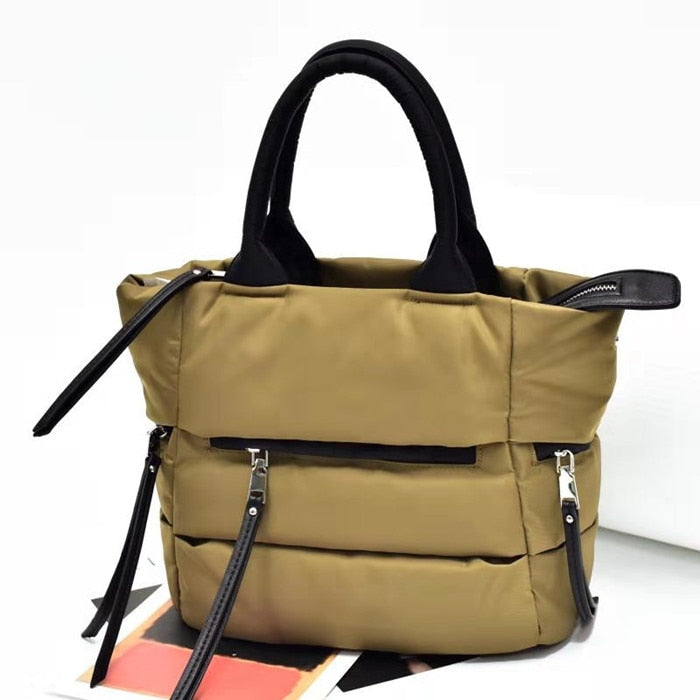 New Winter Space Cotton Handbag Women Casual Totes Bag Down Feather Padded Lady Shoulder Bag Sac A Mian Crossbody Bag