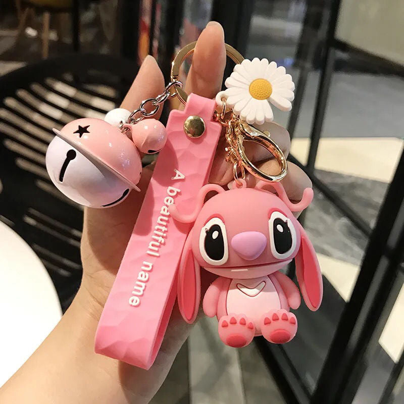 Cartoon Stitch Creative Key Chain Cute Couple Gift School Bag Car Pendant Bag Silicone Doll Pendant