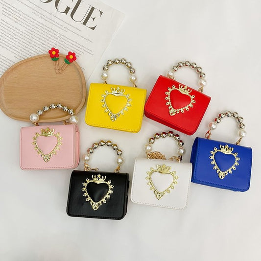 Women's New Love Mini Bags Girls Fashion Western Style One Shoulder Crossbody Change Lipstick Bags Pearl Handbags