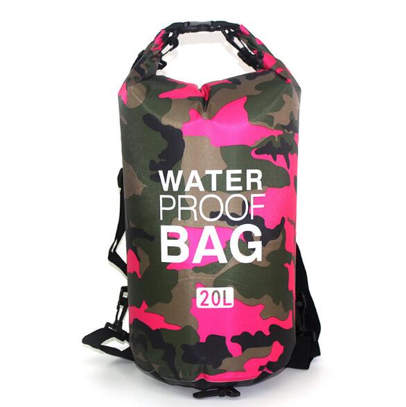 20L Outdoor Camouflage Portable Rafting Diving Dry Bag Sack PVC Waterproof Folding Swimming Storage Bag