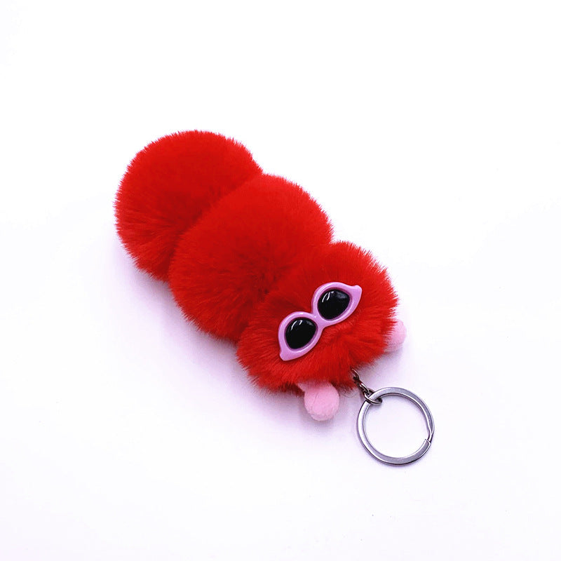 New Cute Caterpillar Key Chain Cute Candy Color Cartoon Plush Bag Pendant Car Key Chain Accessories
