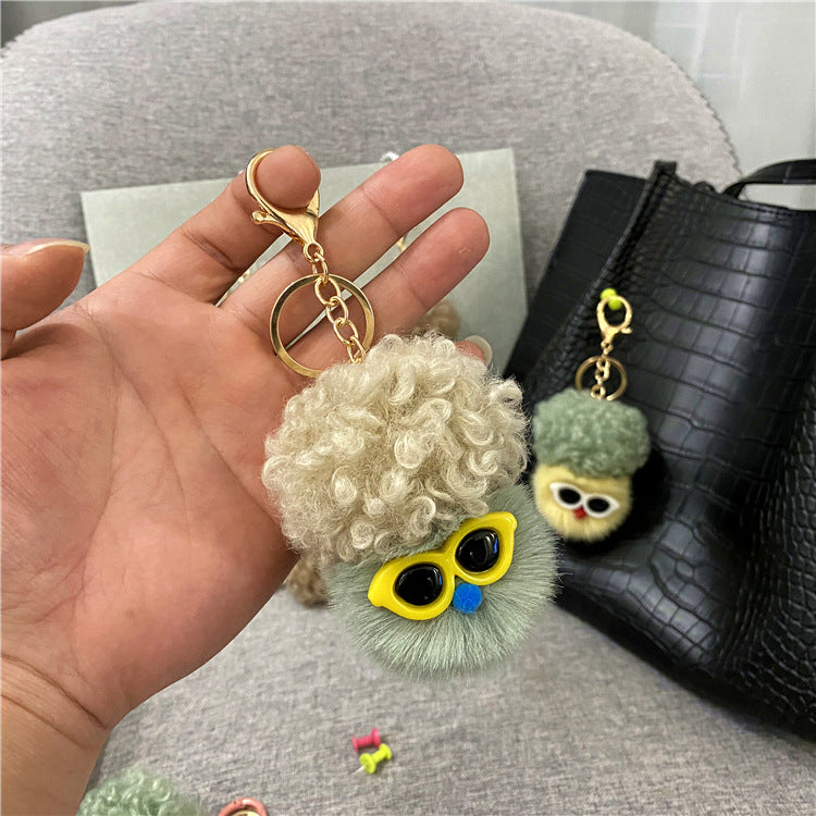 Creative Cauliflower Cartoon Key Chain Car Ornament Plush Doll Doll Cute Bag Pendant Accessories Small Gift