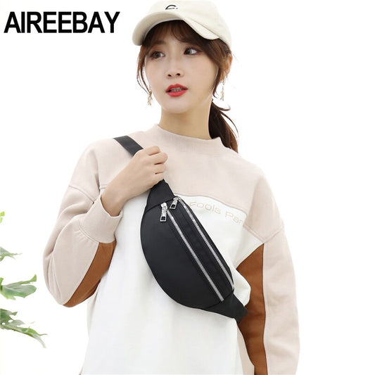 AIREEBAY New bum bag For Women Waterproof  Waist Bags Ladies Fashion Bum Bag Travel Crossbody Chest Bags Unisex Hip Bag