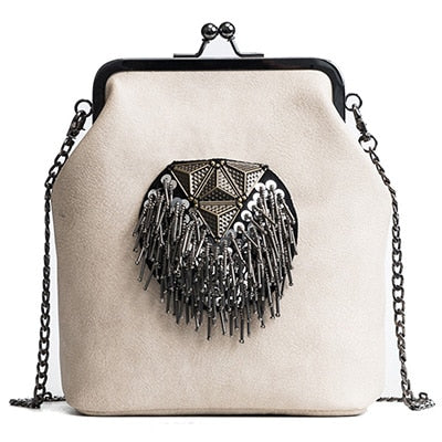 Dress Bags for Women PU Leather Tassel Fashion Frame Bag New Arrival, Style Crossbody Chains Shoulder Bags