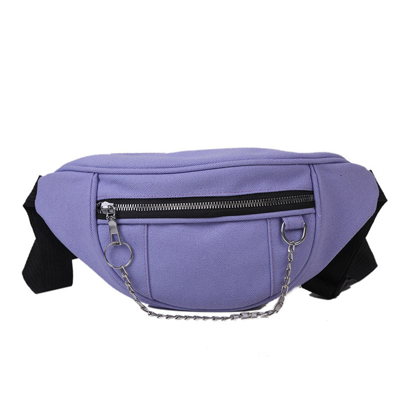 Japanese Dark Style Canvas Chest Bag Female Ins Retro Wild Waist Bag Student Messenger Bag