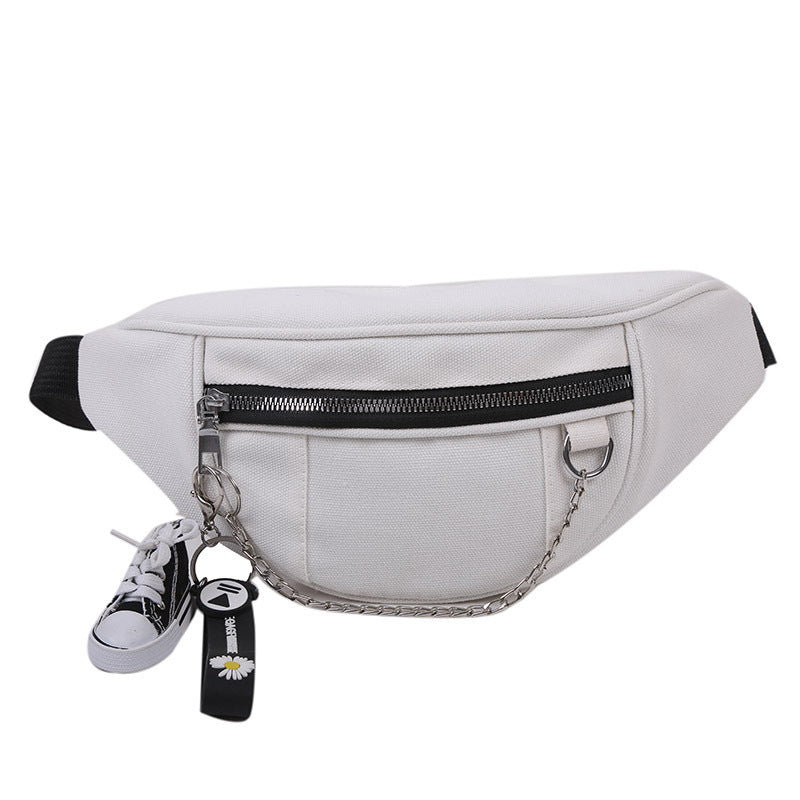 Japanese Dark Style Canvas Chest Bag Female Ins Retro Wild Waist Bag Student Messenger Bag